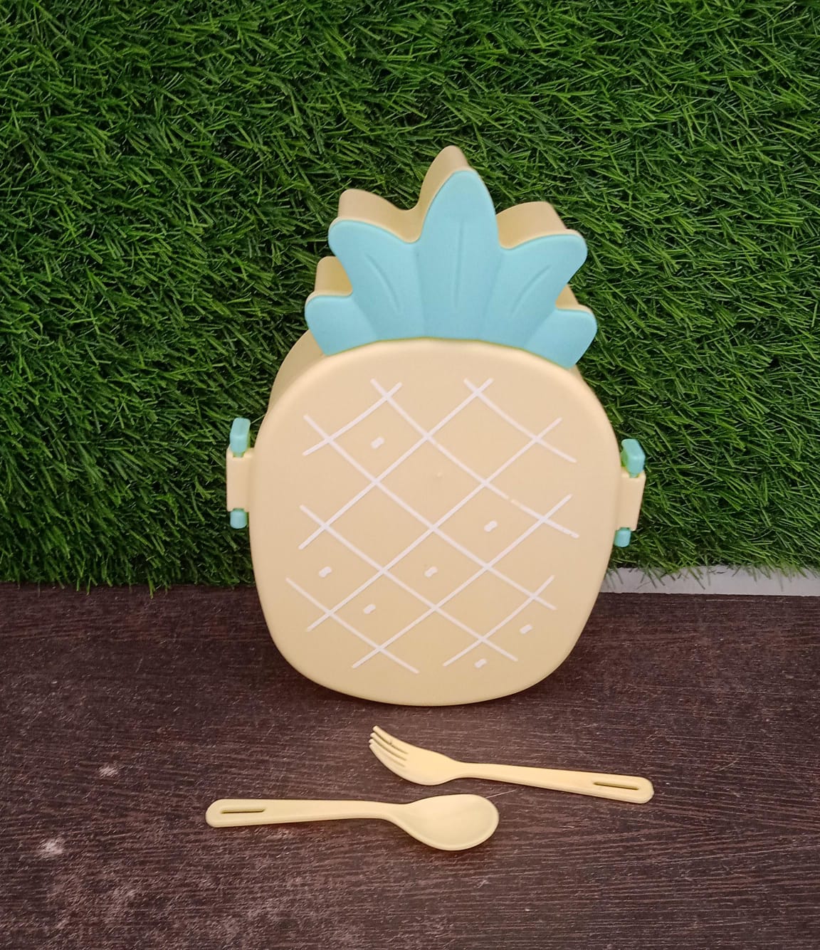 5750 Kids Lunch Box Cute Pineapple Shaped Bento Box with Fork Spoon Snack Candy Container Microwave Portable Office Lunch Box (1 Pc / With Spoon & Fork) 5750 Kids Lunch Box Cute Pineapple Shaped Bento Box with Fork Spoon Snack Candy Container Microwave Portable Office Lunch Box (1 Pc / With Spoon & Fork)